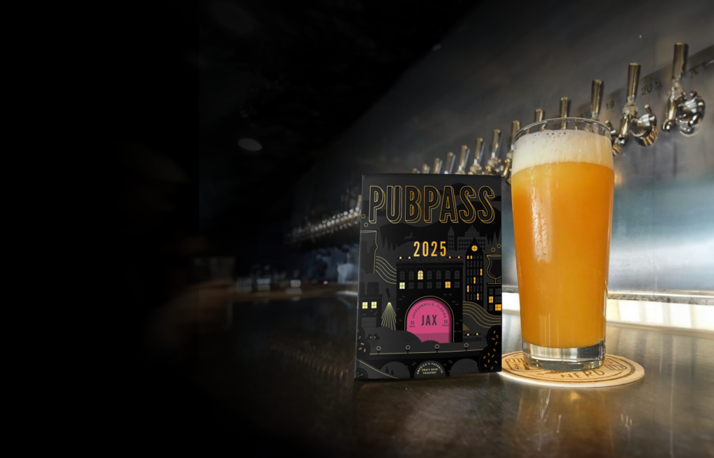 PubPass Jacksonville with beer on counter